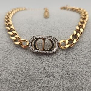 18K Gold Plated Pavé Oval Link Chain Bracelet , CD